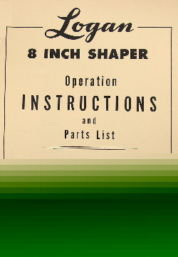 Oz~logan metal shaper 8 inch instruction & parts manual