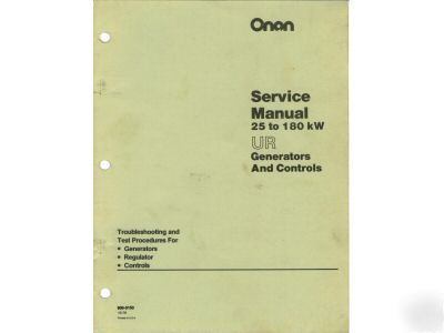 Onan ur 25-180KW service manual generators & controls