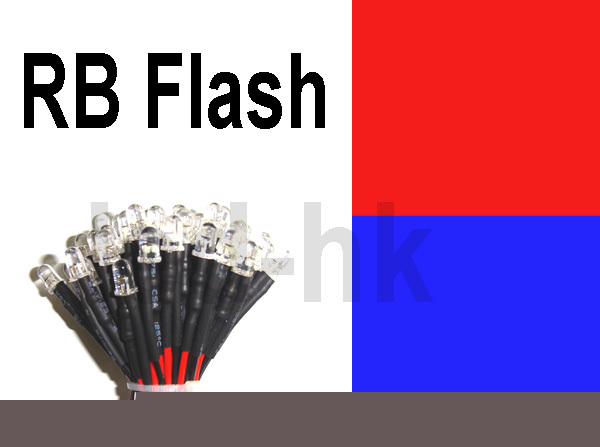 20X 5MM led lamp red blue flash light wired 20CM diy