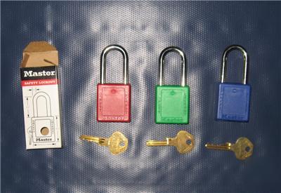 Masterlock safety lockout set # 410 three colors