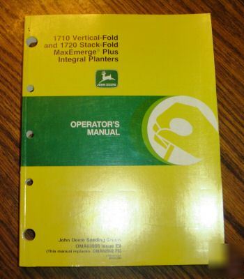 John deere 1710 1720 integral planter operators manual