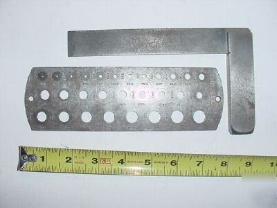 Vintage fraction hole gage and square 2 machinist tool 