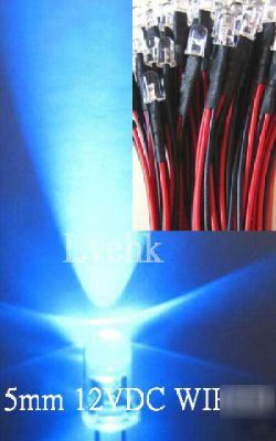 10P 12V dc pre wired 5MM 13,000MCD blue led custom car