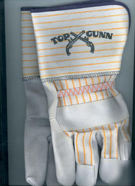 Cow leather work glove gray w/orange strips 4.5