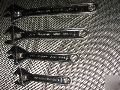 Snap on 6, 8, 10, and 12IN adjustable wrench set vg 