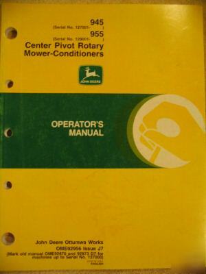 John deere 945 955 rotary mower conditioner op manual