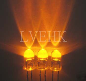 100P superbright 5MM amber led lamp 10,000MCD+ resistor