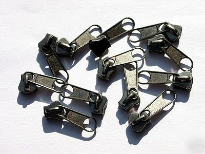 #3 molded plastic zipper sliders long black nickel 25PC