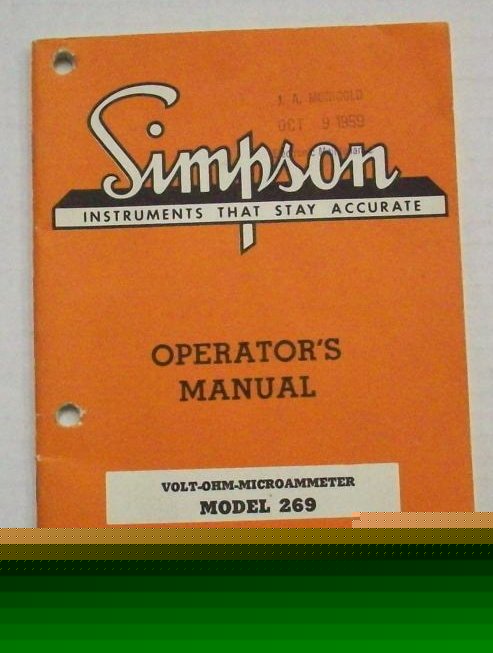 Simpson model 269 operators manual - $5 shipping 