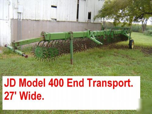 27' john deere #400 end transport rotary hoe aerator