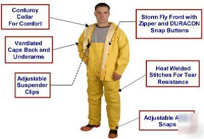 35MM pvc/polyester 3-pcs rainsuit rain gear 2XL lot/5