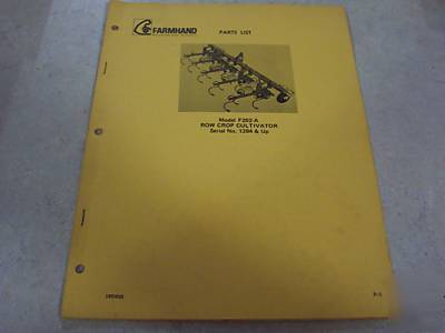 Farmhand row crop cultivator F202-a parts list