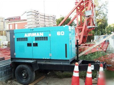 60 kva airman trailer mtd. diesel generator super quiet