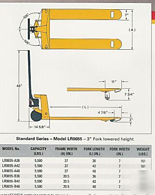 New lift-rite LR0655 pallet jack