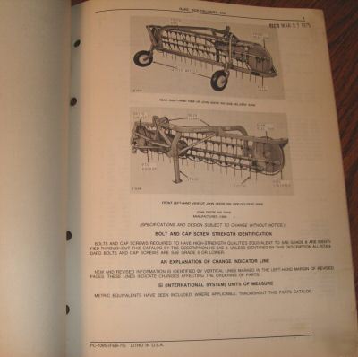 John deere 650 rake parts catalog manual jd