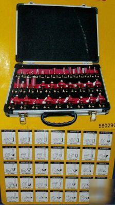 35 router bit bits set aluminium case tct 1/2