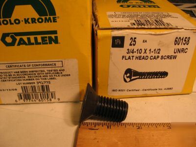 Holo- krome flat head socket cap screw 3/4-10 x 1-1/2