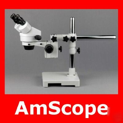 7X -45X stereo inspection zoom microscope on boom mount