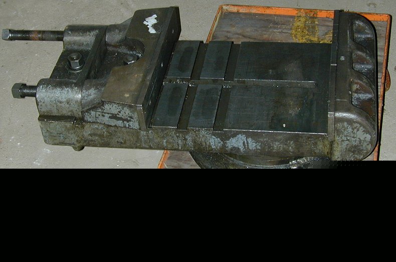 Huge milling machine swivel base vise, 14 in. x 14-3/4 