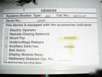 Siemens sbs 3200 SBS3232 SBS3232F 3000 amp SB32TLI