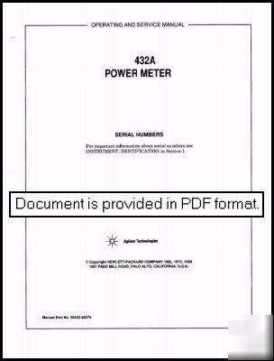 Agilent hp 432A oper & service manual (commercial)