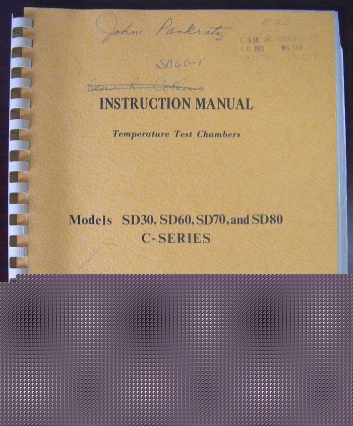 Statham SD30/60/70/80 test chambers manual