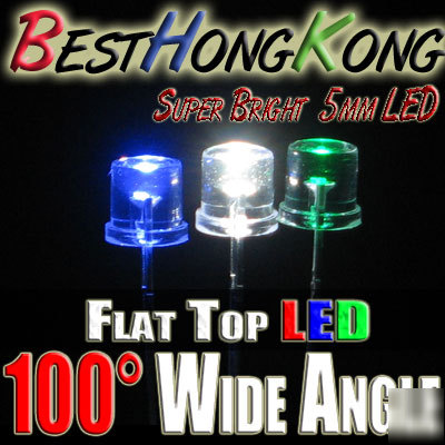 Blue led set of 5000 super bright 5MM wide 100 deg f/r