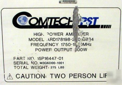 Comtech pst power supply + high powered amplifier nasa