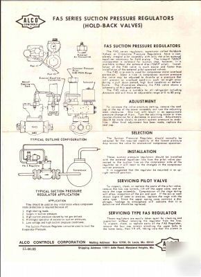 Alco type FA5 suction pressure regulators-flanged