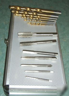 Metric hss tap set includes titanium hss tapping drills