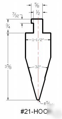 Press brake die tooling acute angle punch #21-ht x 30