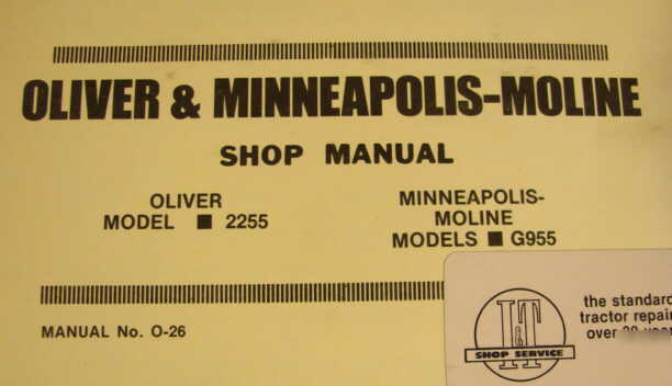 Oliver 2255+ mm G955-G1355 tractor i&t service manual