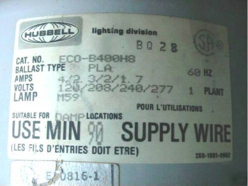 Hubbell industrial 400W mercury vapor lights / lighting