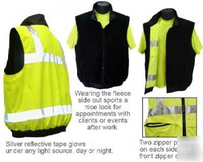 Hi-viz class ii lime green reversible vest - 5XLG