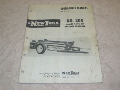 New idea operator manual no 208 pto manure spreader