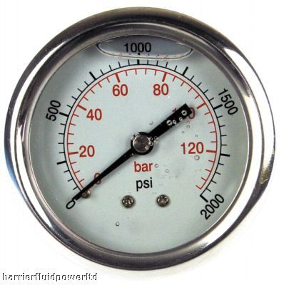 63MM hydraulic pressure gauge rear entry 0-2000 psi