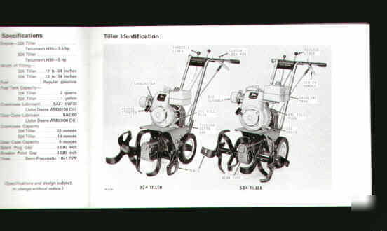 John deere 324-524 rotary tillers operator manual clean