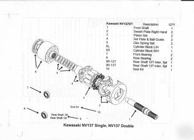 Kawasaki hydraulic/hydrostatic NV137 set plate & ball