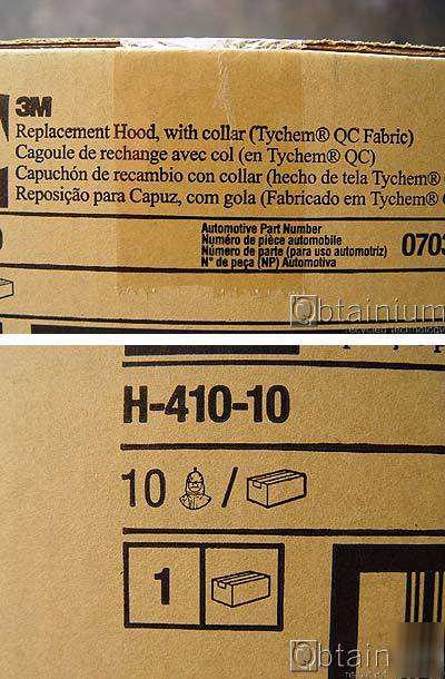 Lot of 20, 3M h-410-10 papr gvp tychem hood w/collar