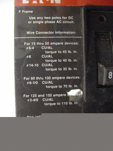 Cutler-hammer circuit breaker 3 pole 80 amp 480 volt ac