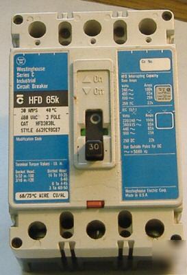 Westinghouse circuit breaker hfd 65K 30 a 3 pole 3 ph