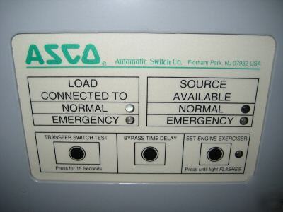 Asco 1600 amp 300 series transfer switch 208 y / 120 v