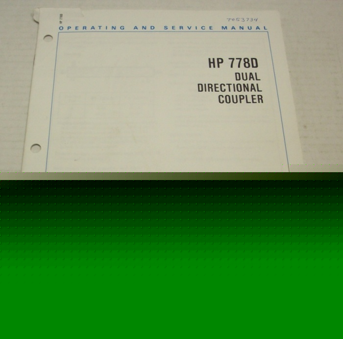 Hp 778D dual directional coupler op and service manual
