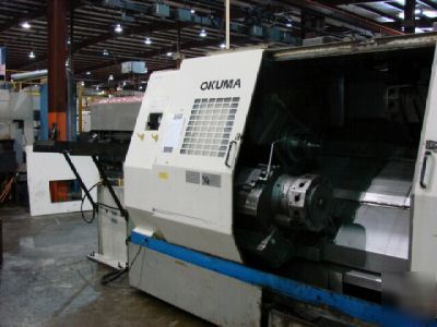 Okuma LT25M 7 axis twin spindle cnc lathe with milling