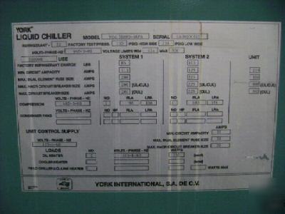 York 150 ton millenium liquid chiller 460VOLT YCWJ56HFO