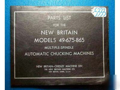 New britian parts list models 49-675-865 chucking machs