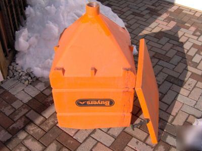 Meyer, buyers salt spreader, orange bucket and lid only