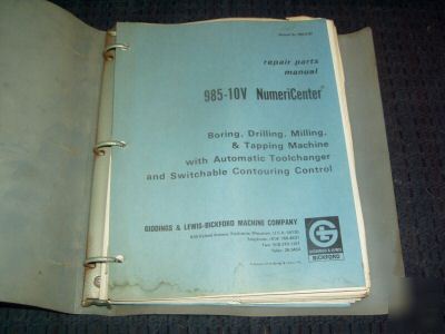 G&l giddings lewis 10V numericenter parts manual