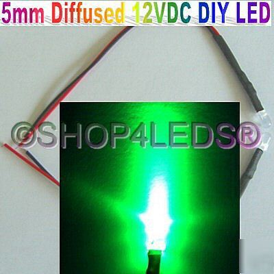 30PC 12V diffused 5MM 12KMCD green led for car,diy 30Â°+