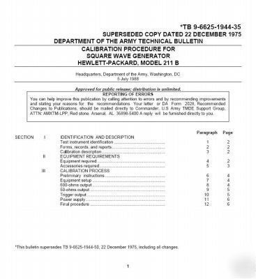 Agilent hp 211B 211 b calibration manual